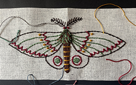 Make your own colourful embroidered moth