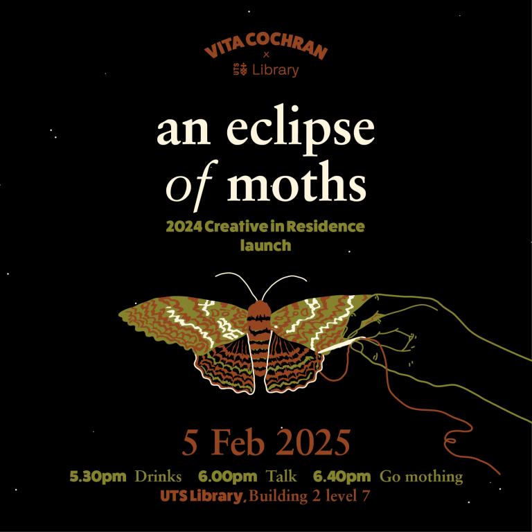 an eclipse of moths launch event poster