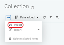 Screenshot showing import item in menu